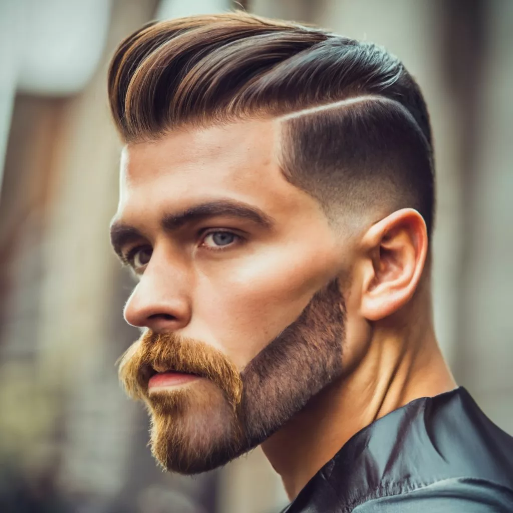 skin fade haircut 2023 beard pompadour