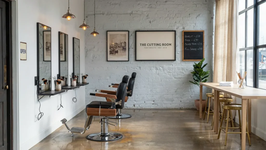 Portsmouth barbershop interior with a welcoming professional atmosphere